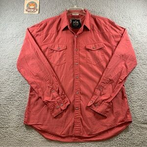 Express Shirt Men's‎ Fitted Long Sleeve Button Up Cotton Red Size XL/TG - Flaw*